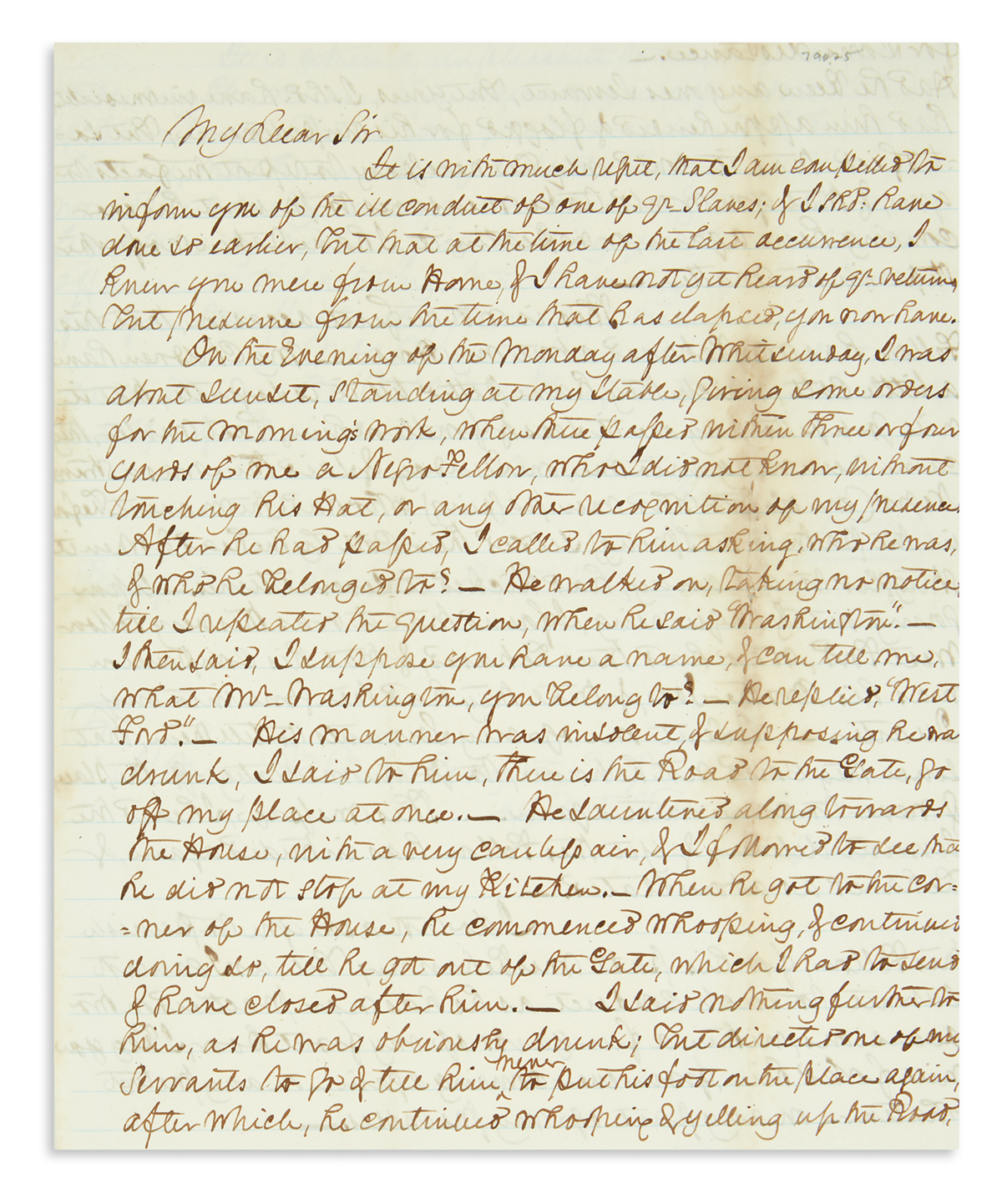 (SLAVERY AND ABOLITION.) Archive of letters to John Augustine Washington III at Mount Vernon, many discussing enslaved people.